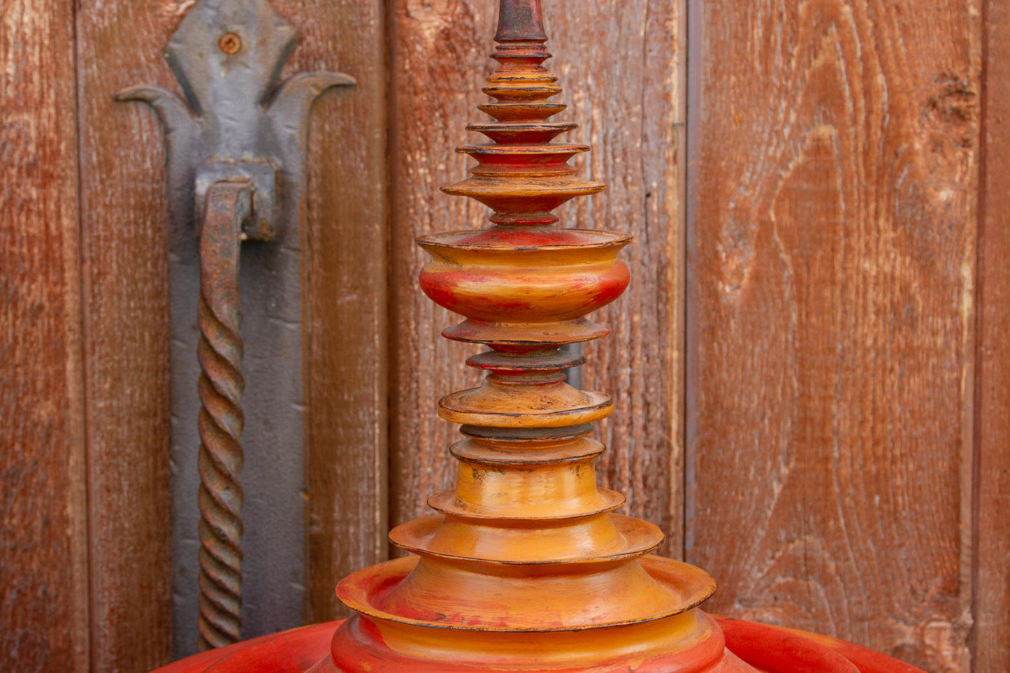 Antique Merigold Lacquered Burmese Bamboo Vessel