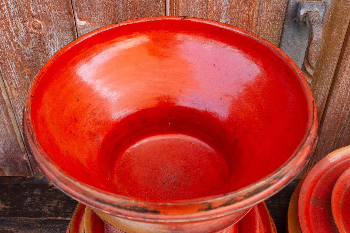 Antique Merigold Lacquered Burmese Bamboo Vessel