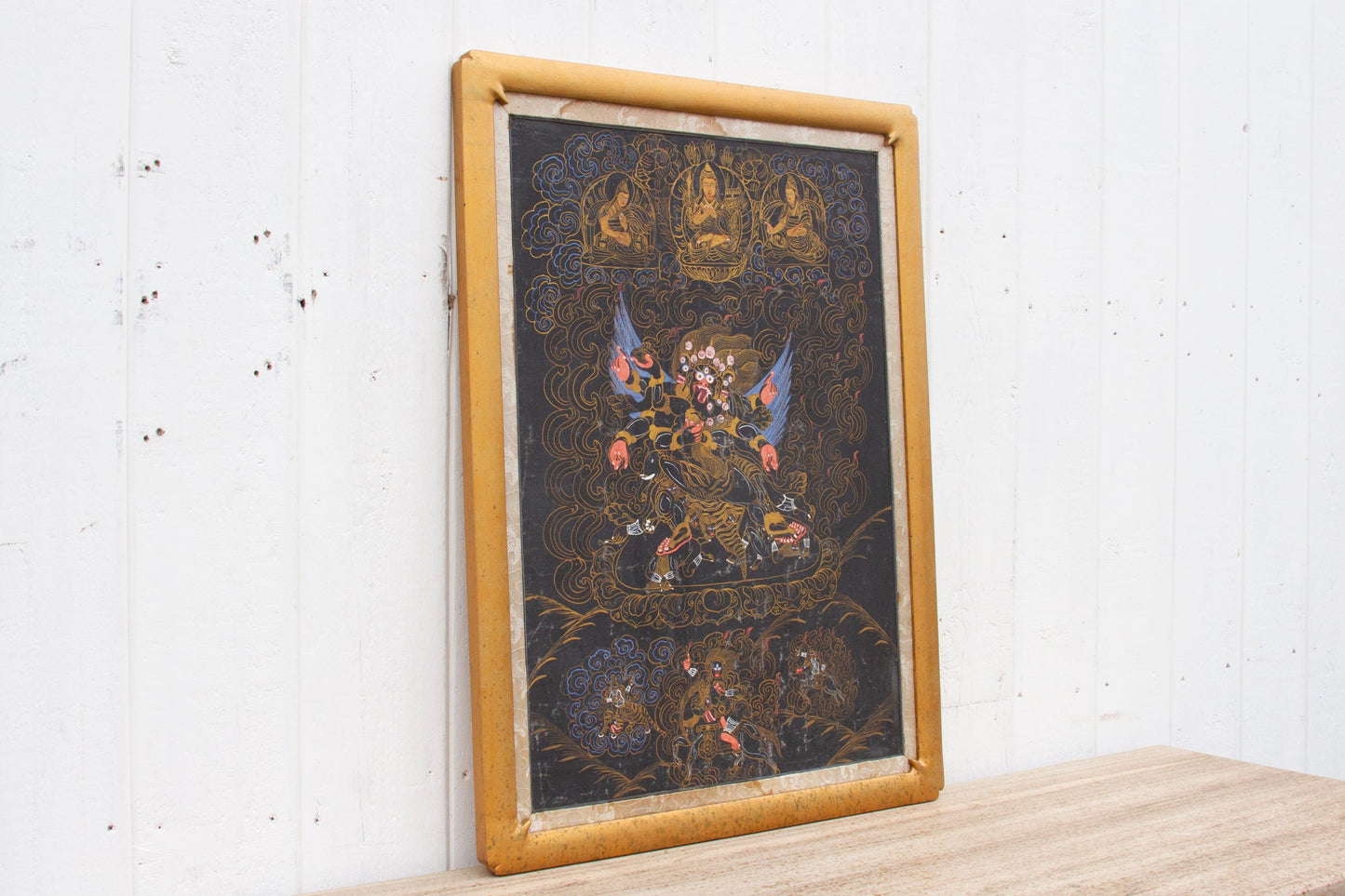 Framed Antique Tibetan Buddhist Thang Ka