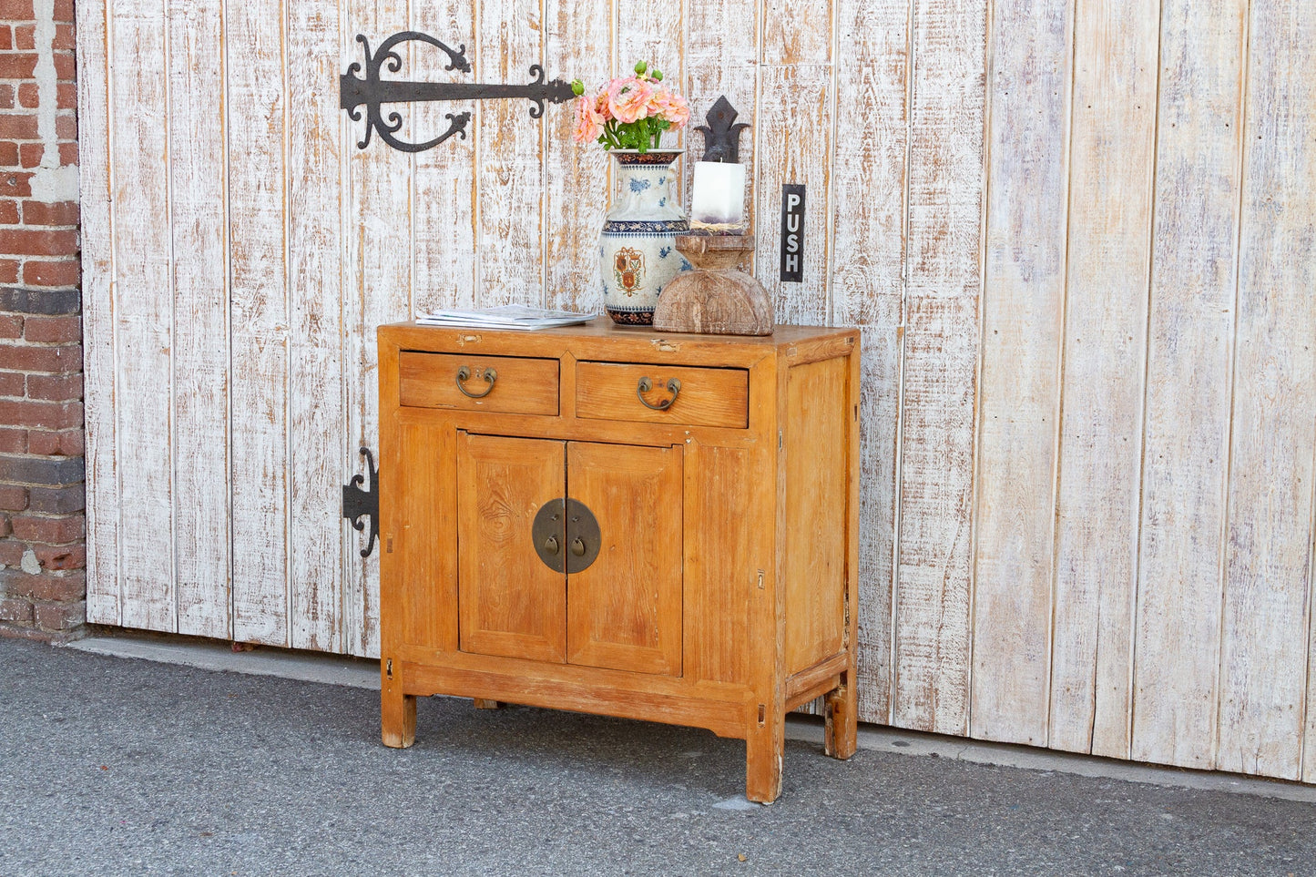 Charming Antique Chinese Farmhouse Buffet Cabinet