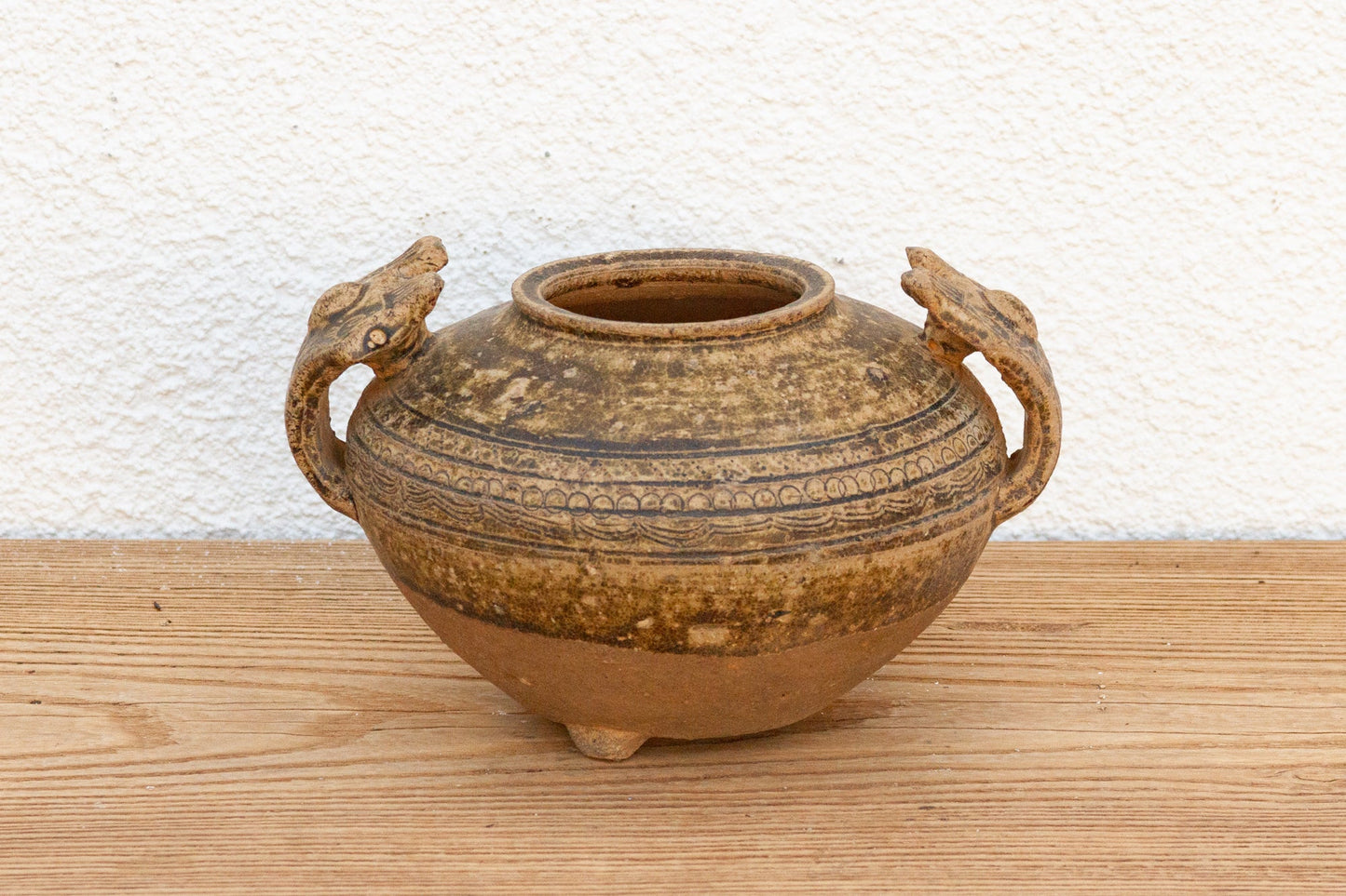 Vintage Chinese Terracotta Jar – Large-Handled Storage Vessel