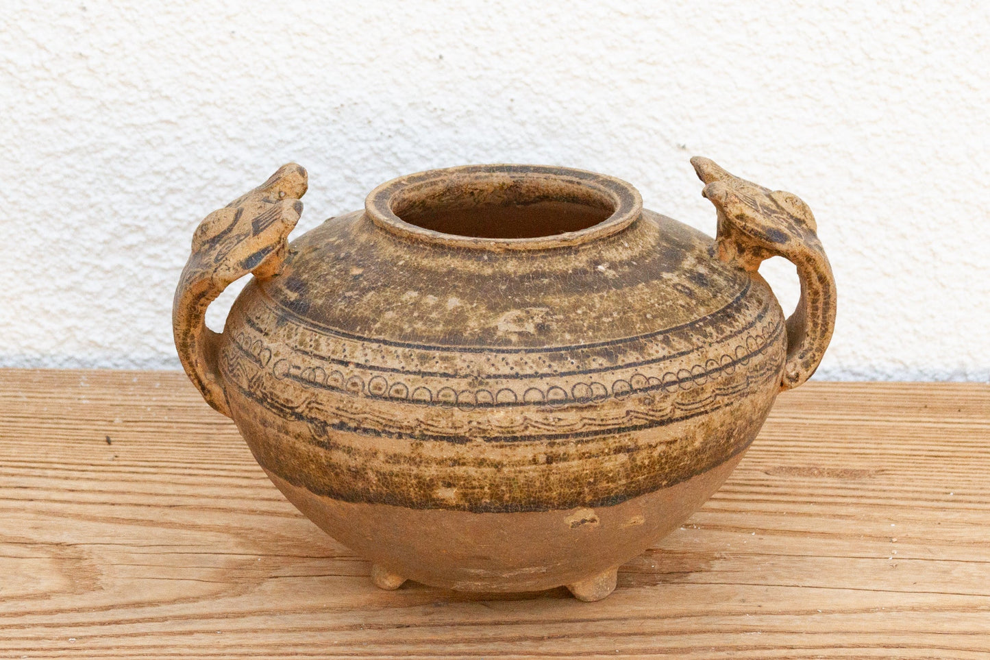 Vintage Chinese Terracotta Jar – Large-Handled Storage Vessel