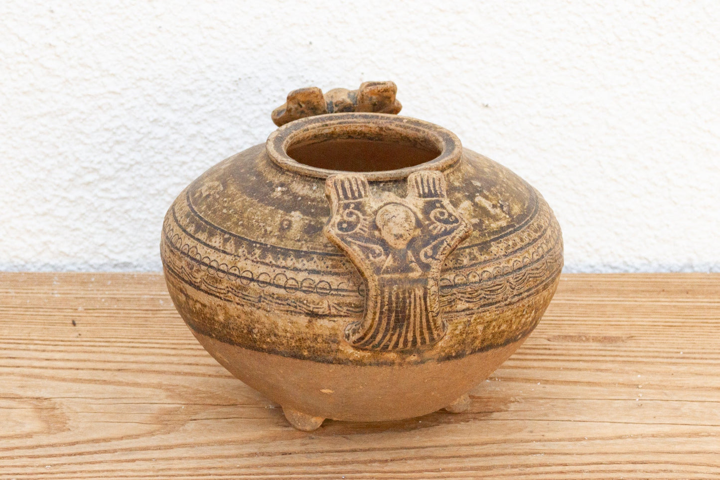Vintage Chinese Terracotta Jar – Large-Handled Storage Vessel