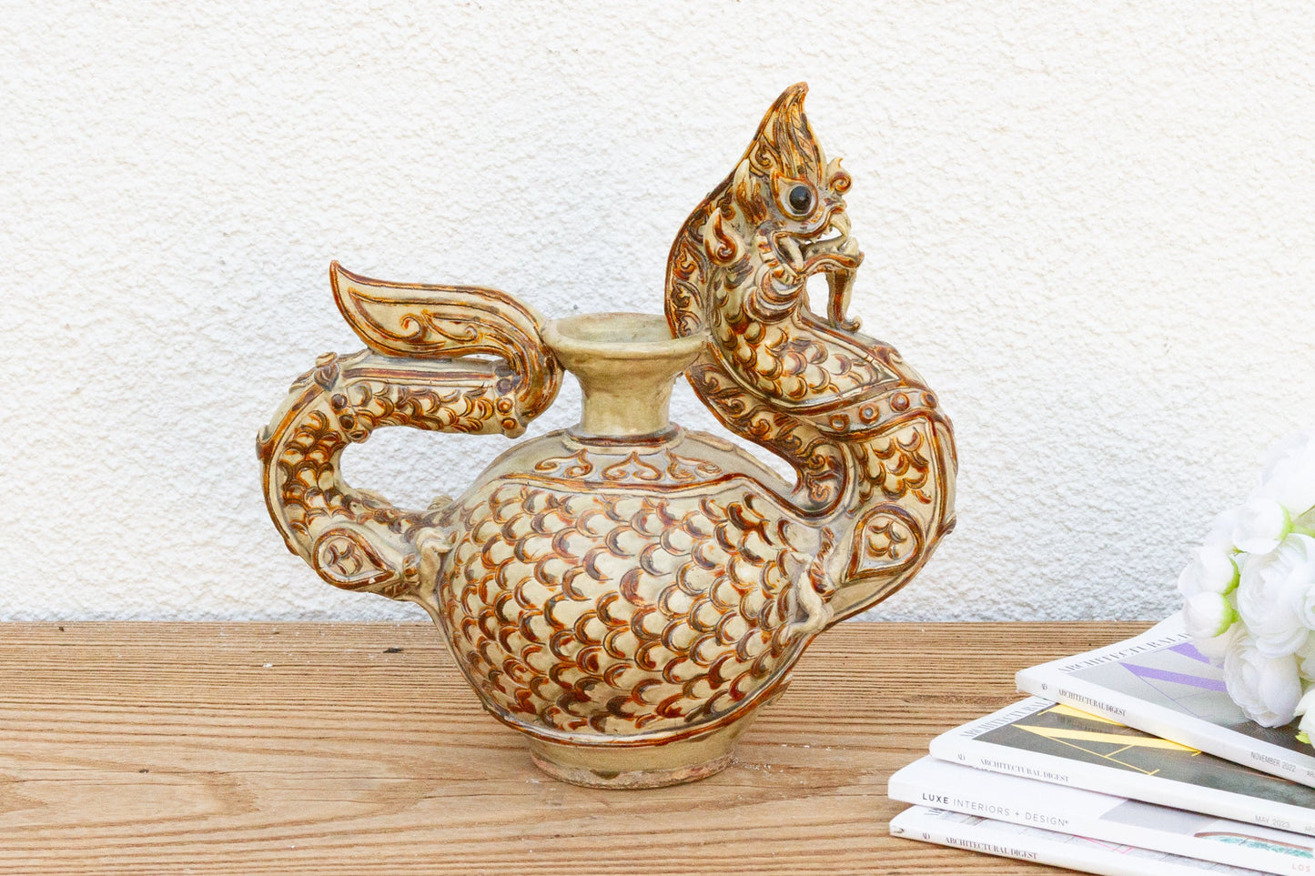 Antique Thai Dragon Motif Pot