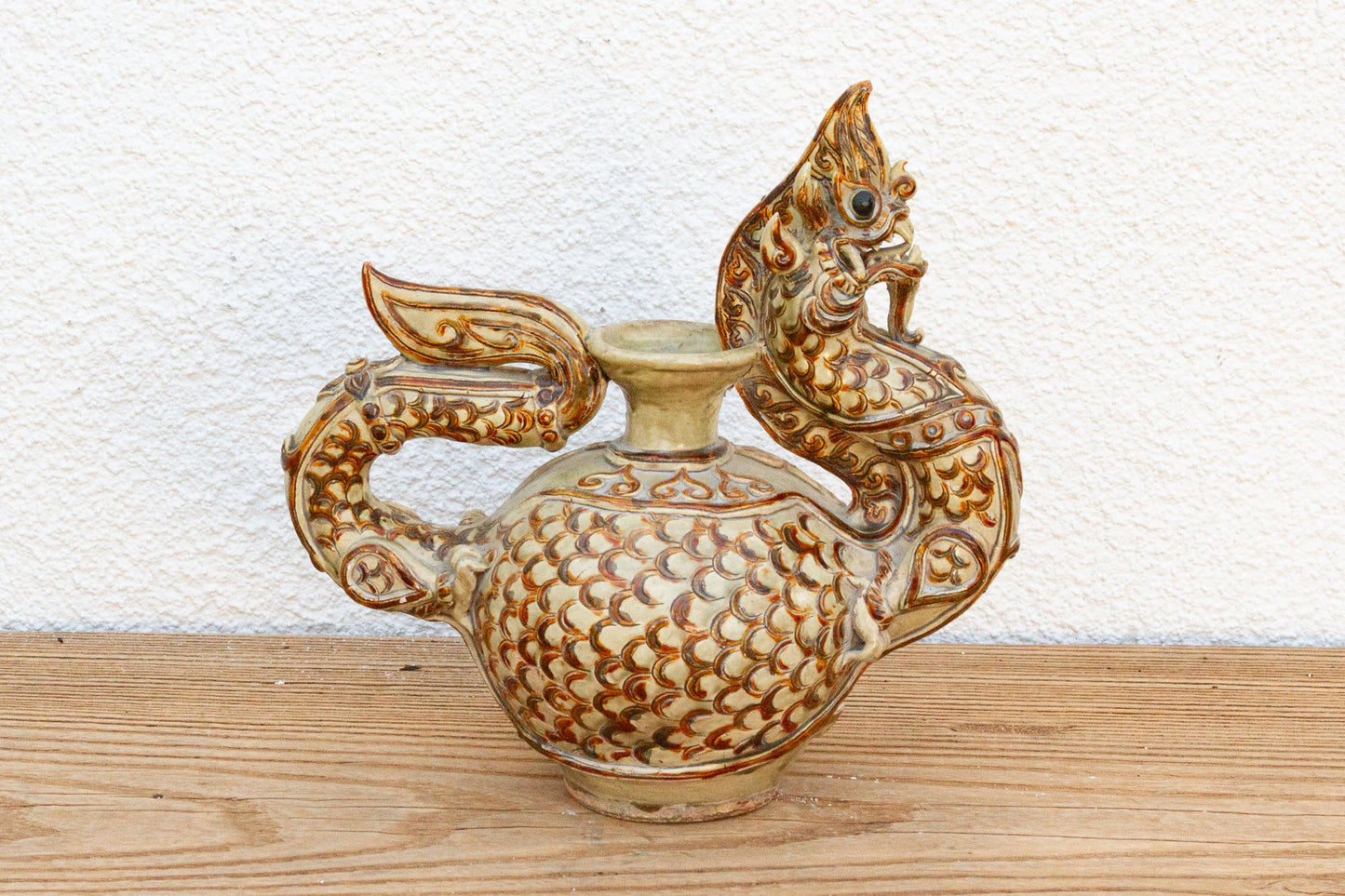 Antique Thai Dragon Motif Pot
