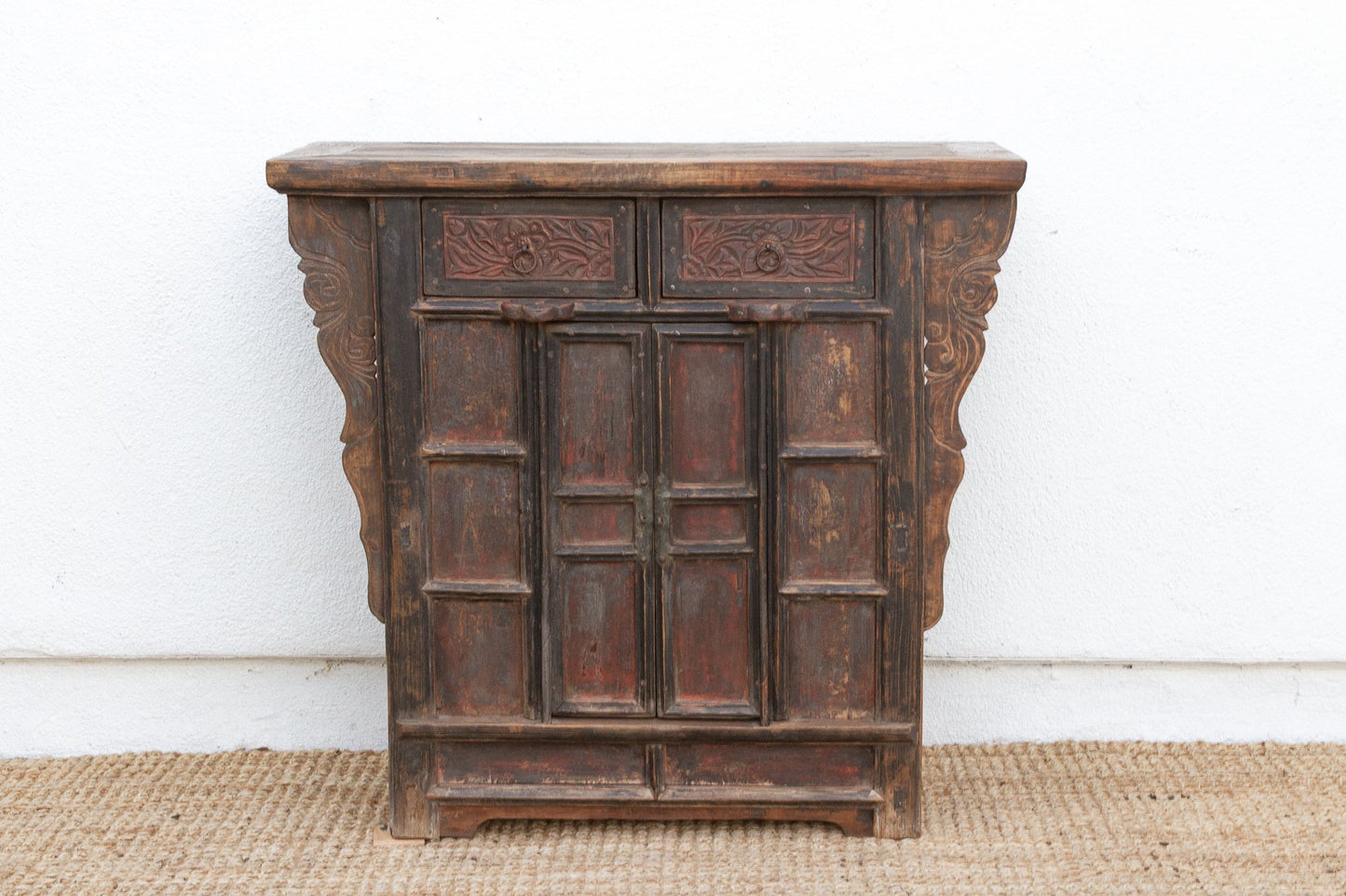 Antique Pagoda Elm Cabinet w/Original Painted Finish