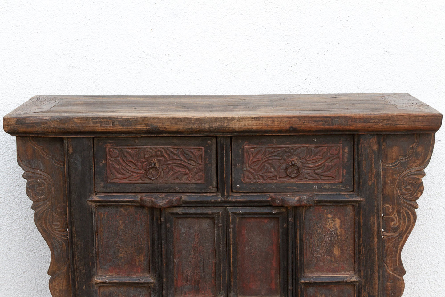Antique Pagoda Elm Cabinet w/Original Painted Finish