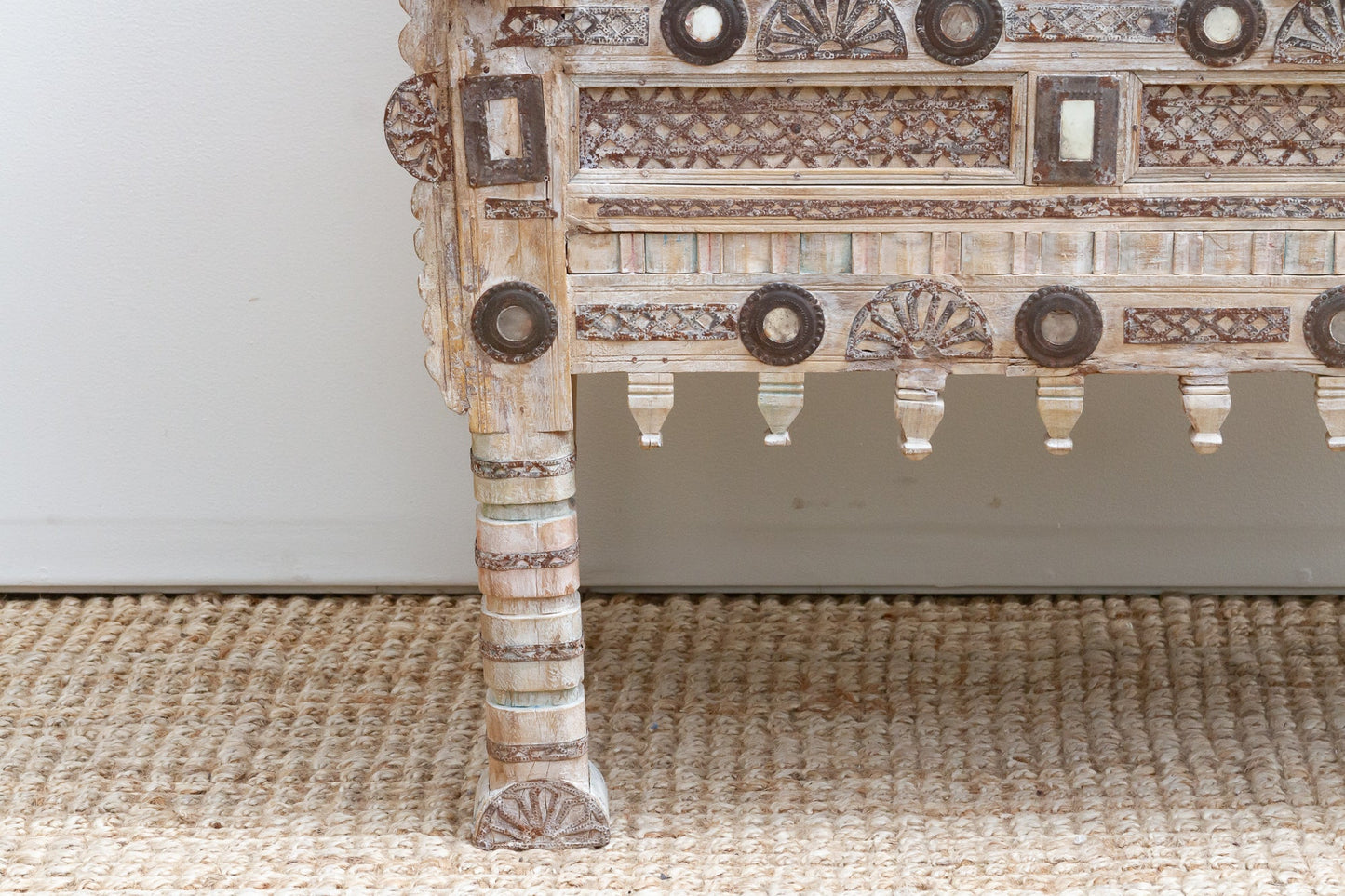Vintage Ornate Indian Damachiya Cabinet w/Mirror Work