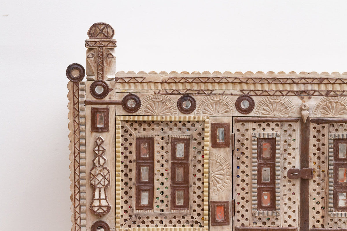 Finely Carved Indian Dowry Chest Cabinet