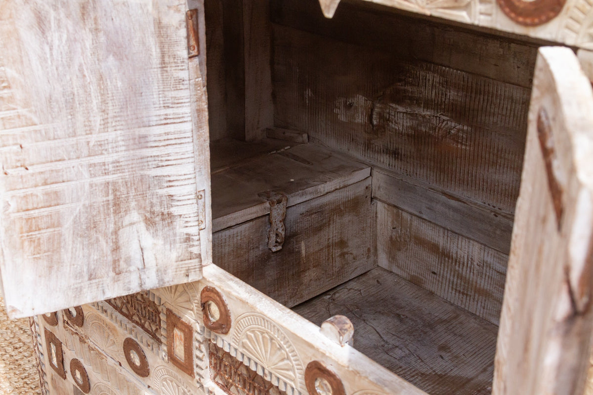 Finely Carved Indian Dowry Chest Cabinet