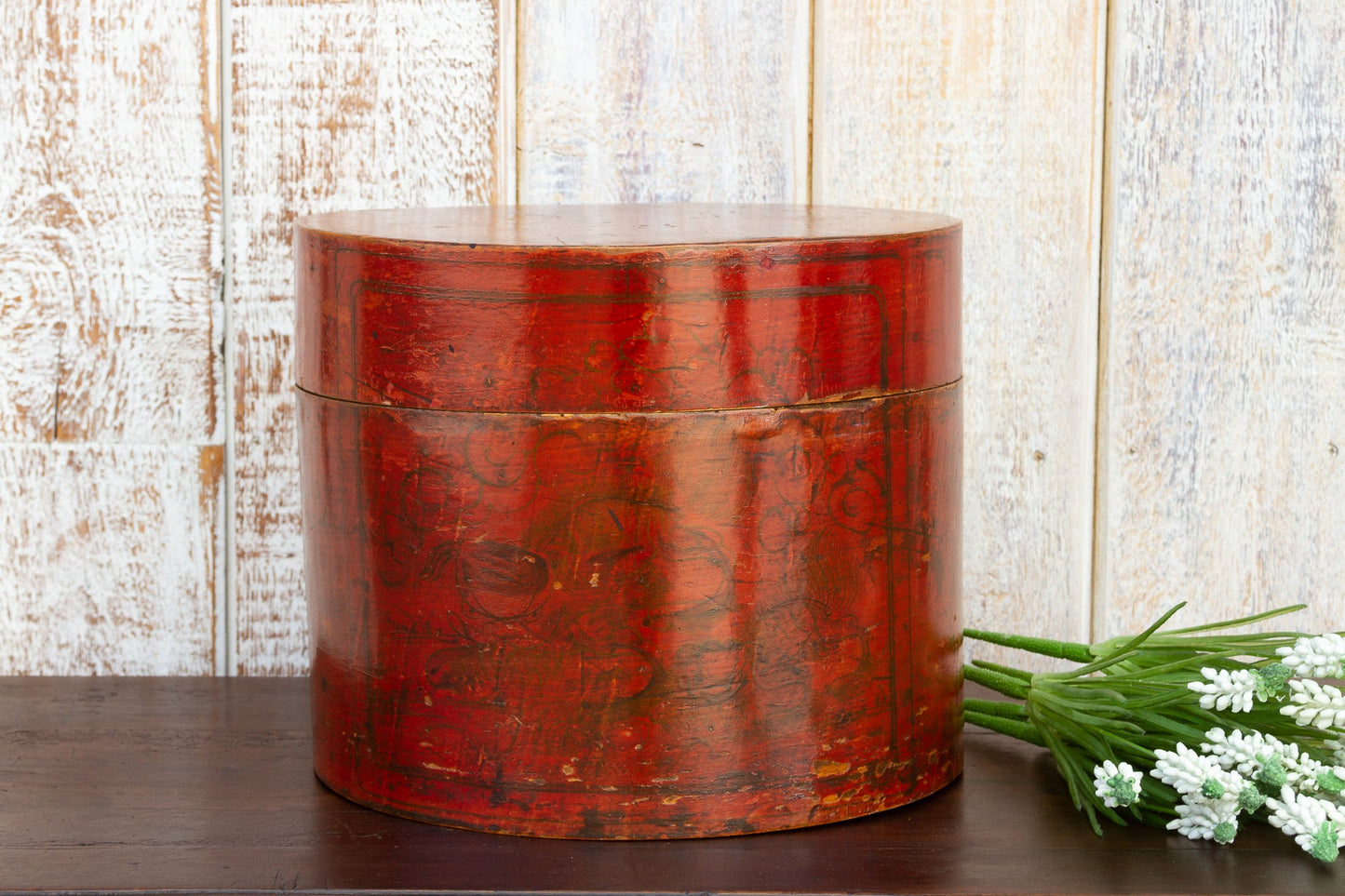 Antique Burmese Shwe Zawa Red Betel Box