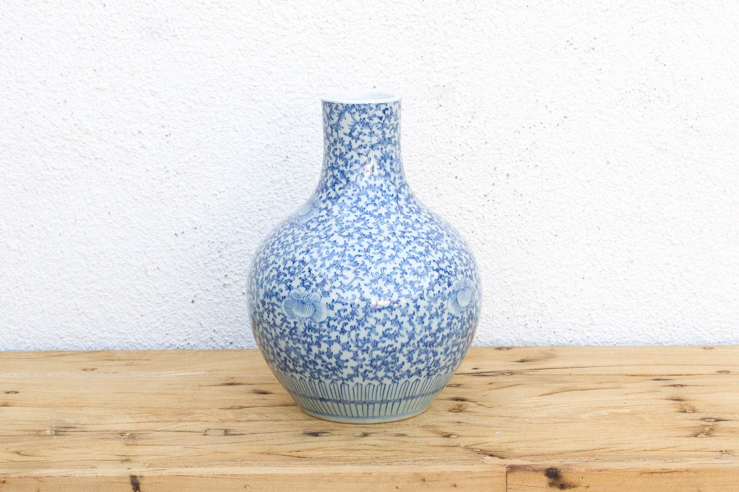 Vintage Blue & White Qinghua Floral Vase