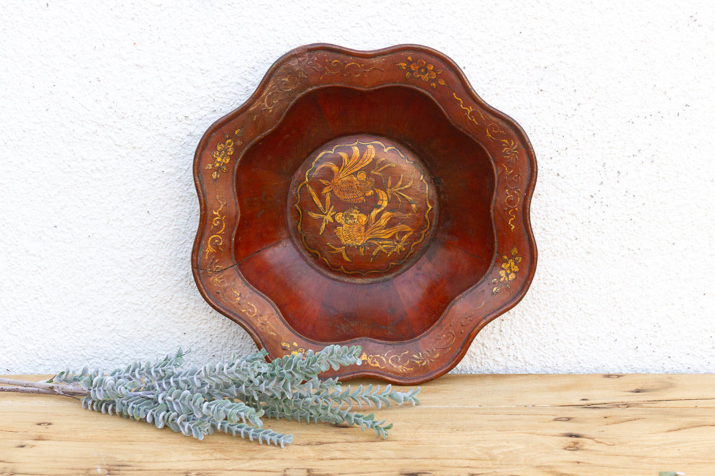 Antique Chinese Gilt Lacquerware Lobed Bowl
