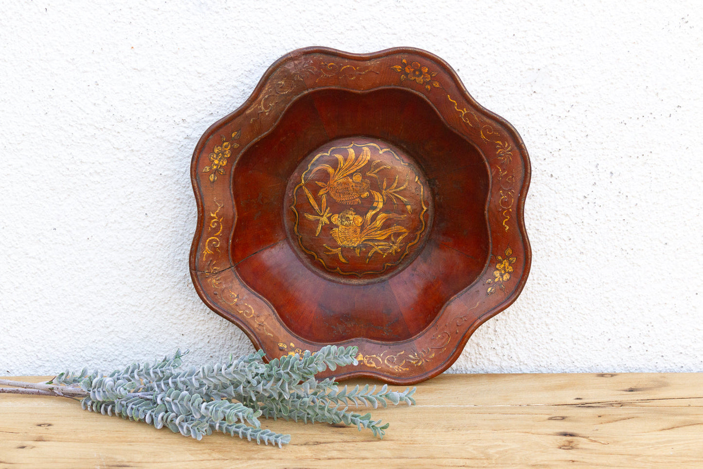 Antique Chinese Gilt Lacquerware Lobed Bowl