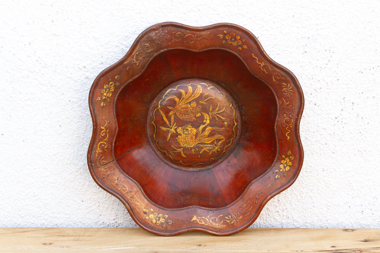 Antique Chinese Gilt Lacquerware Lobed Bowl