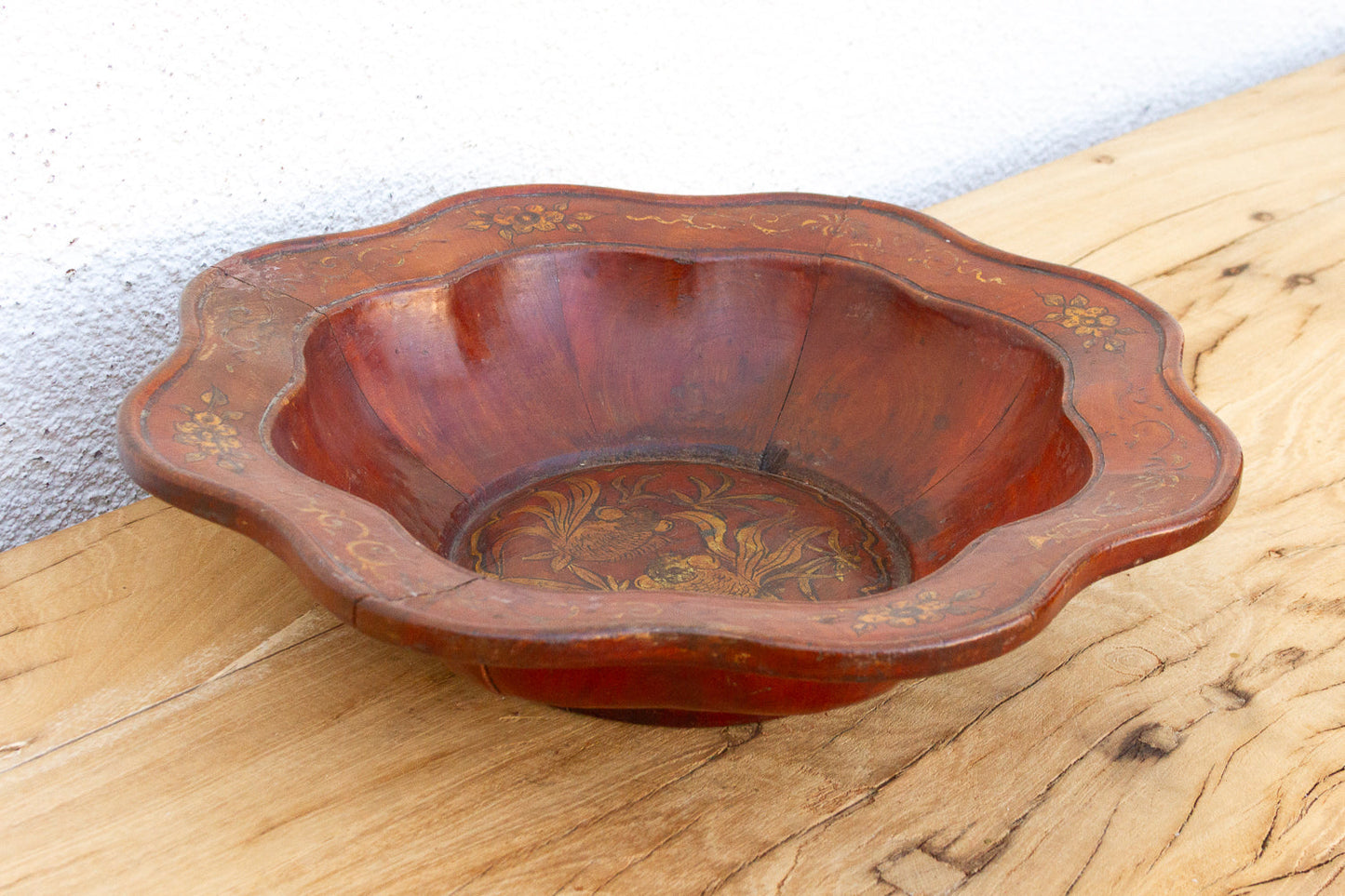 Antique Chinese Gilt Lacquerware Lobed Bowl