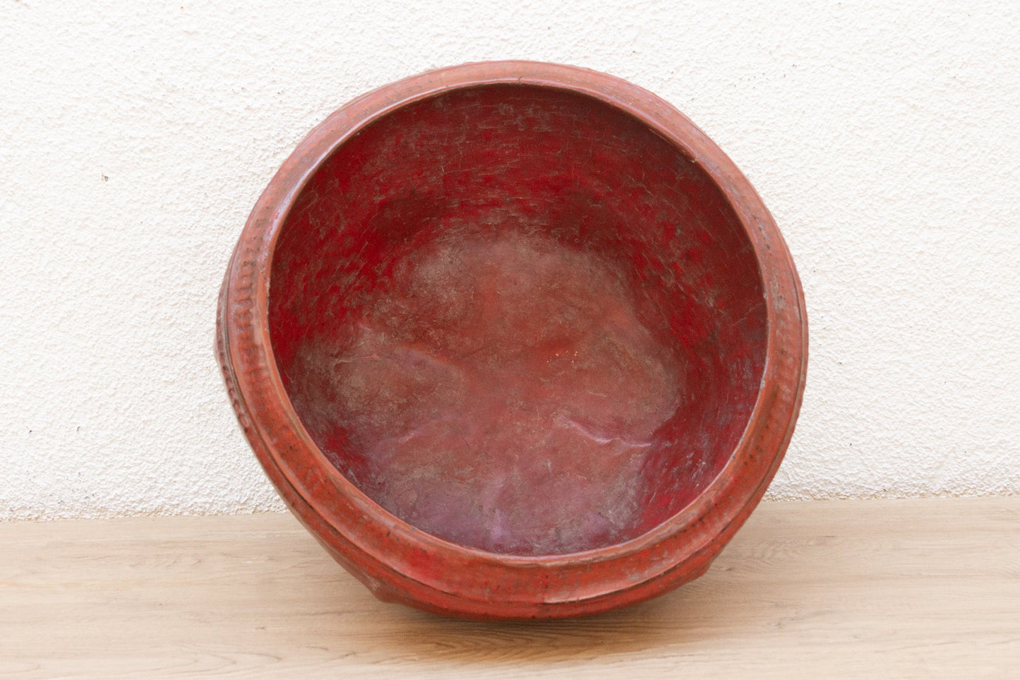 Large Antique Red Lacquered Burmese Basket