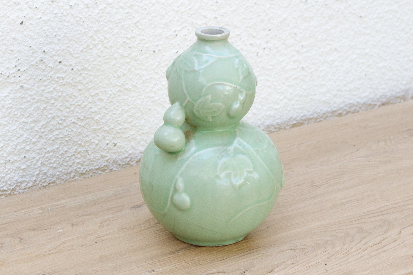 Antique Qing Dynasty Chinese Gourd Celadon Vase