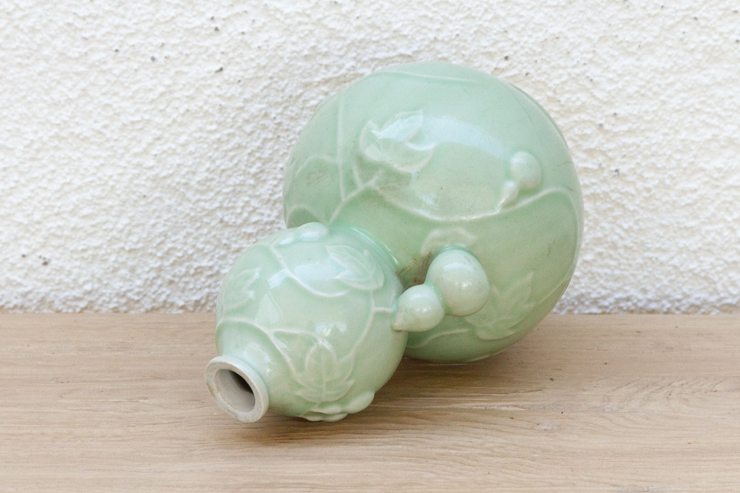 Antique Qing Dynasty Chinese Gourd Celadon Vase