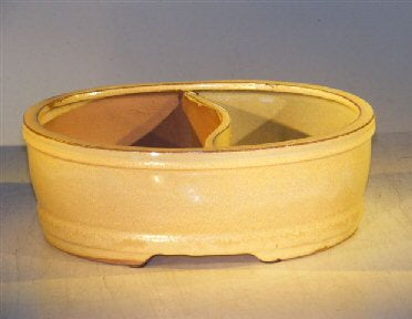 Beige Ceramic Bonsai Pot - 8.0" x 6.5" x 3.25"