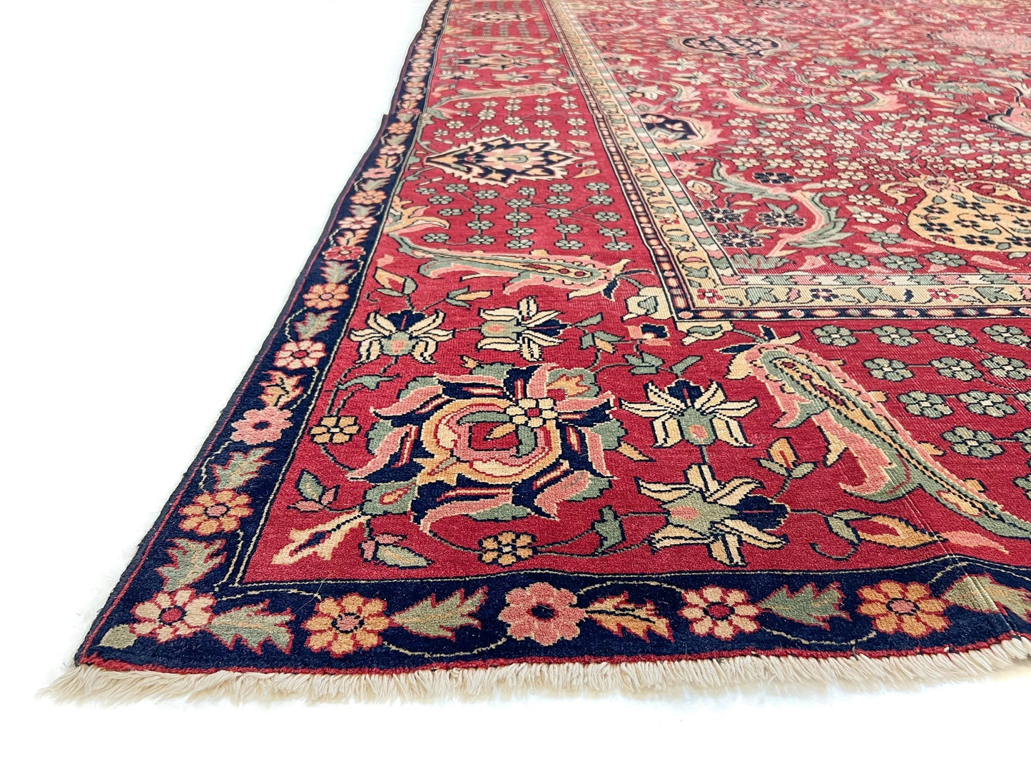 Antique Indian Amritsar Rug - (10'00"x16'02") deep red