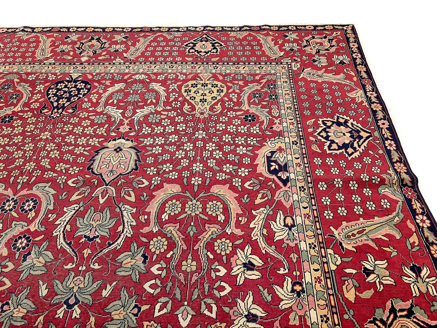 Antique Indian Amritsar Rug - (10'00"x16'02") deep red