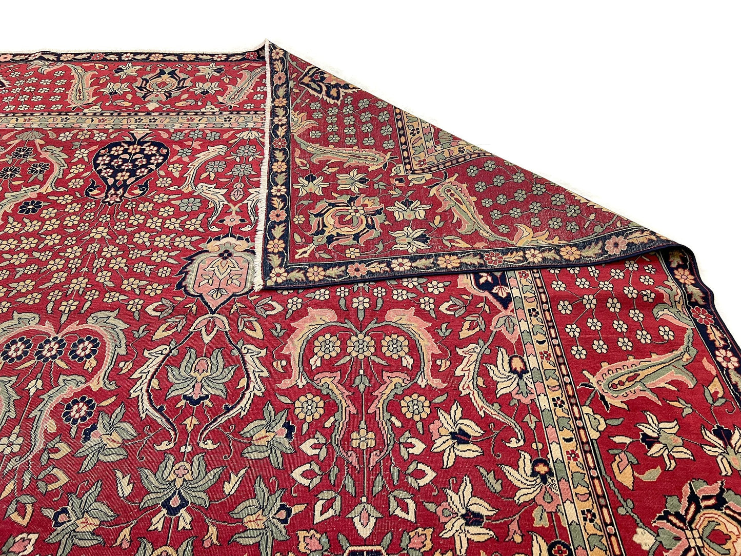 Antique Indian Amritsar Rug - (10'00"x16'02") deep red