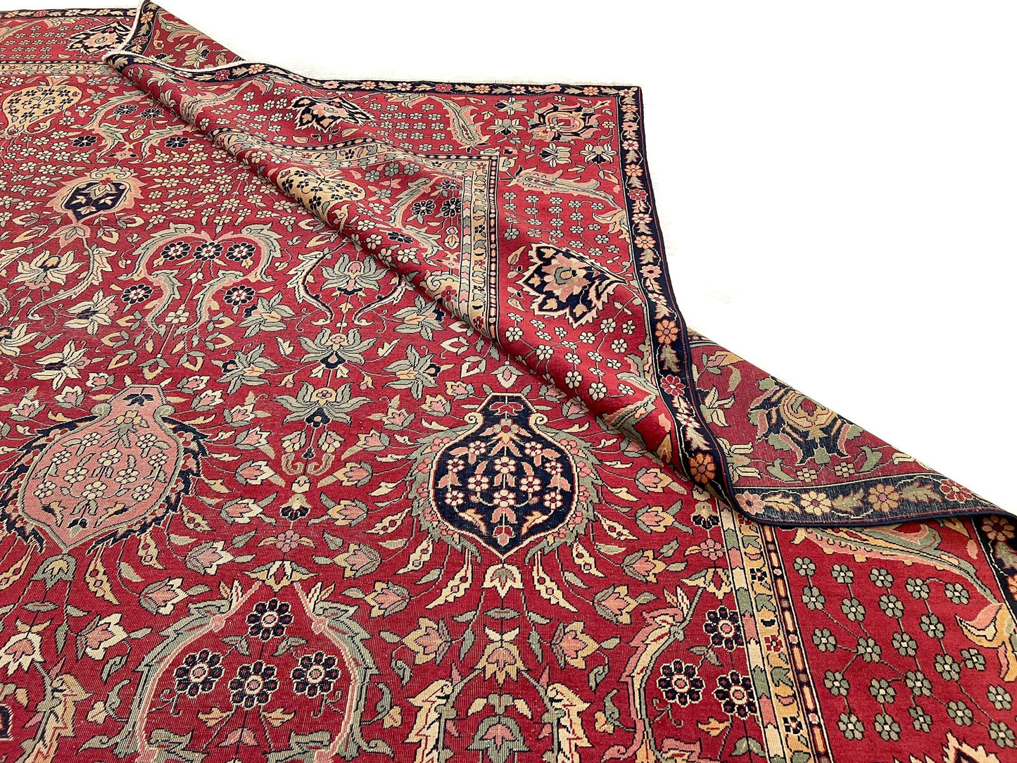 Antique Indian Amritsar Rug - (10'00"x16'02") deep red
