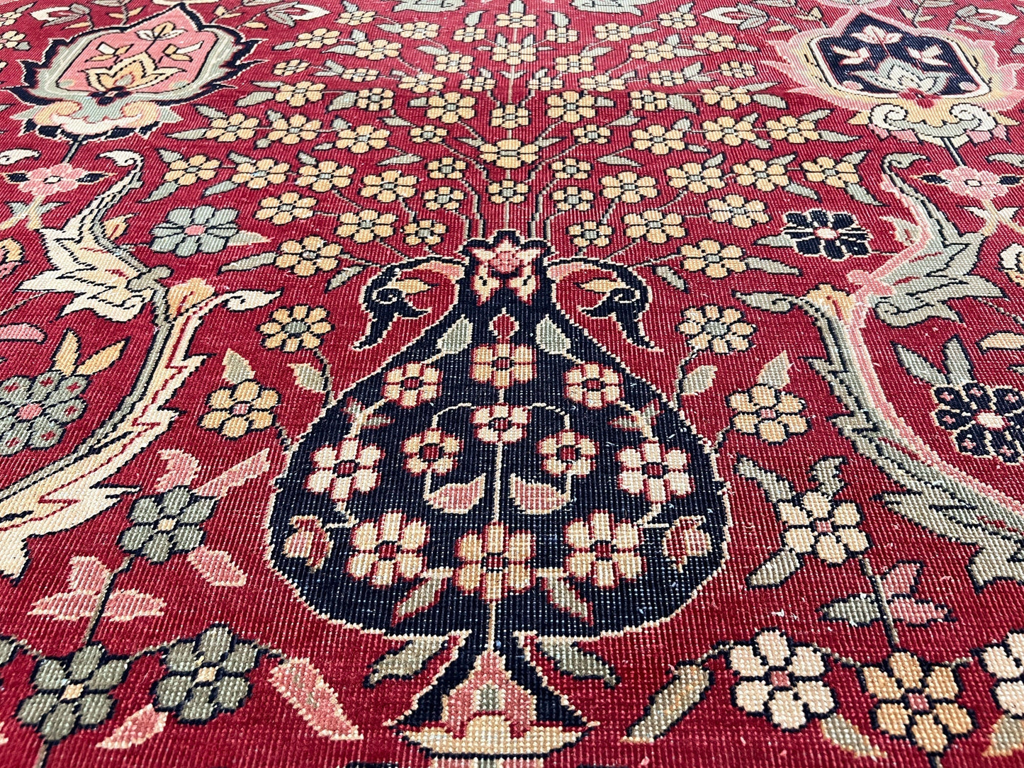 Antique Indian Amritsar Rug - (10'00"x16'02") deep red