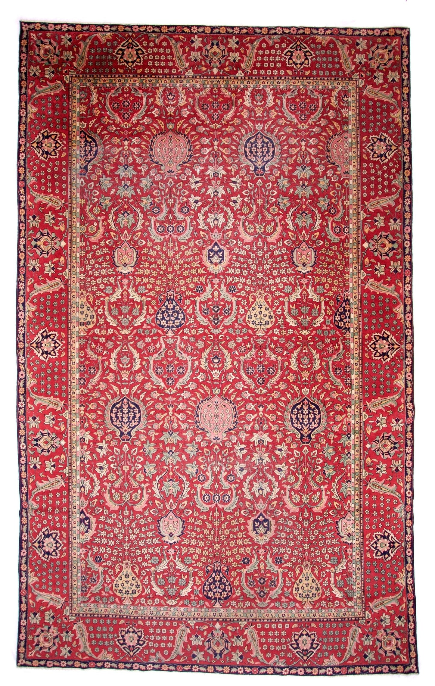 Antique Indian Amritsar Rug - (10'00"x16'02") deep red