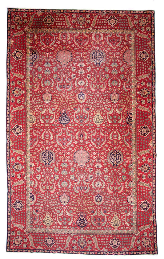 Antique Indian Amritsar Rug - (10'00"x16'02") deep red