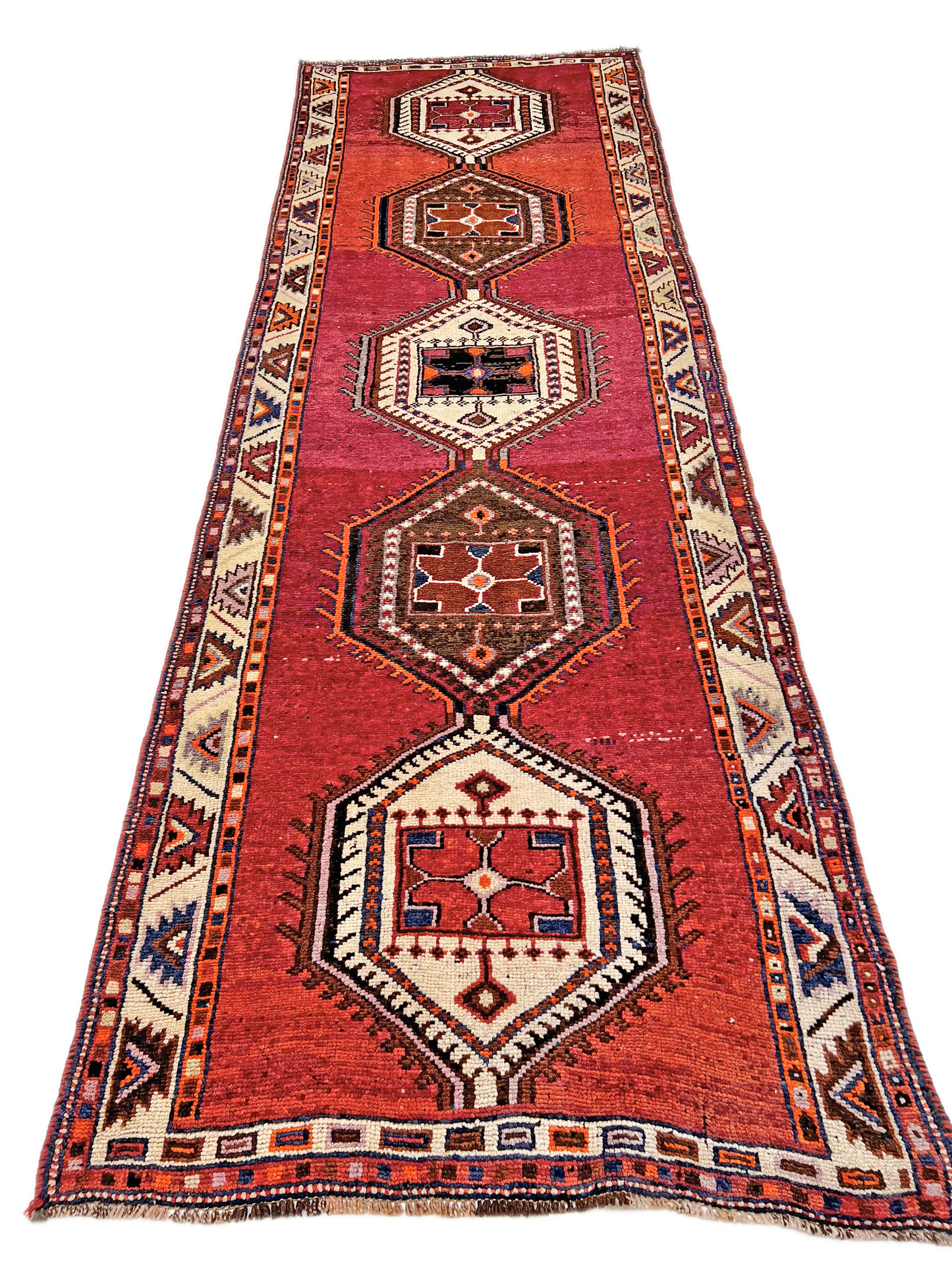 Vintage Turkish Runner Rug 4'0" x 12'9" – Red & Brown