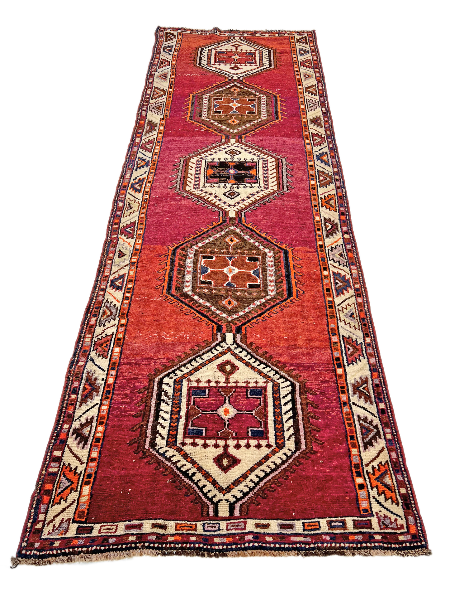 Vintage Turkish Runner Rug 4'0" x 12'9" – Red & Brown
