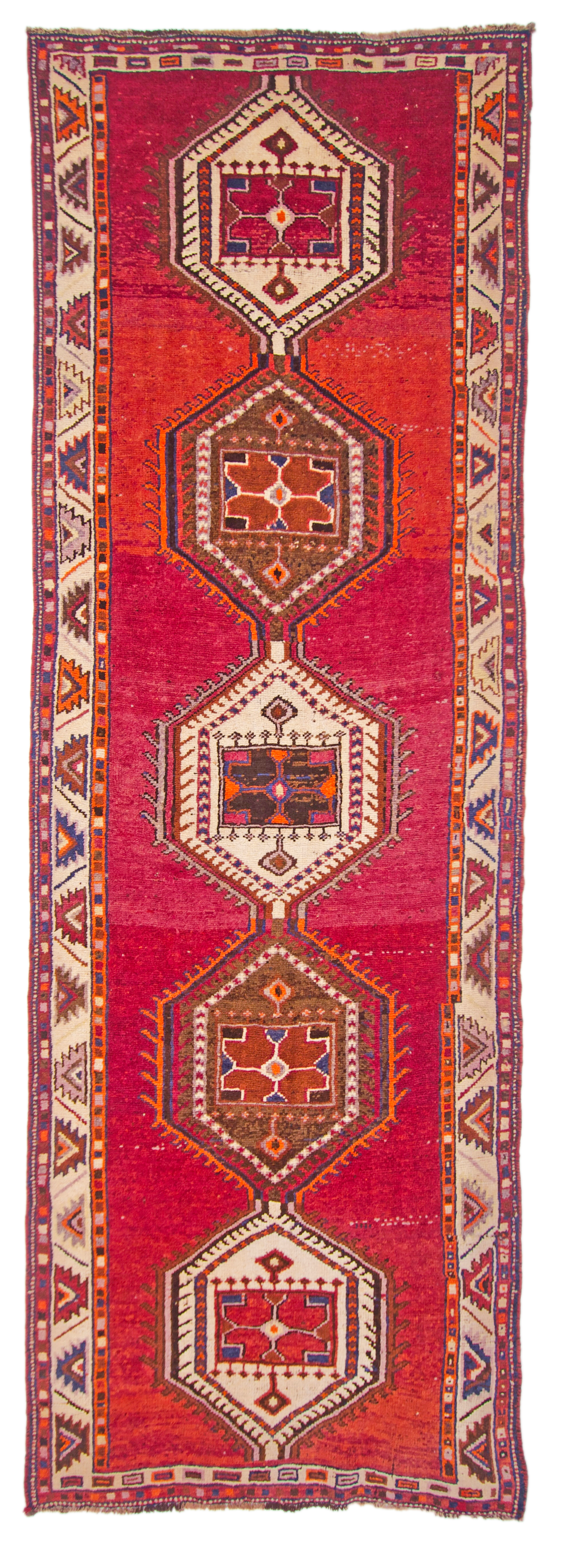Vintage Turkish Runner Rug 4'0" x 12'9" – Red & Brown
