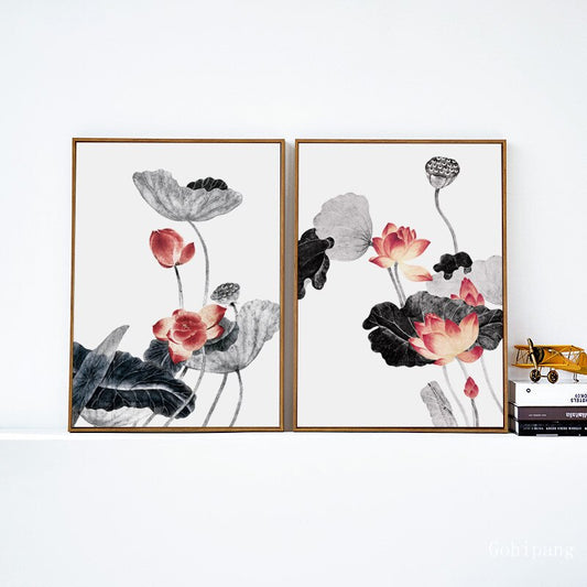 Chinesische Lotus-Tuschemalerei: Abstrakte Blume