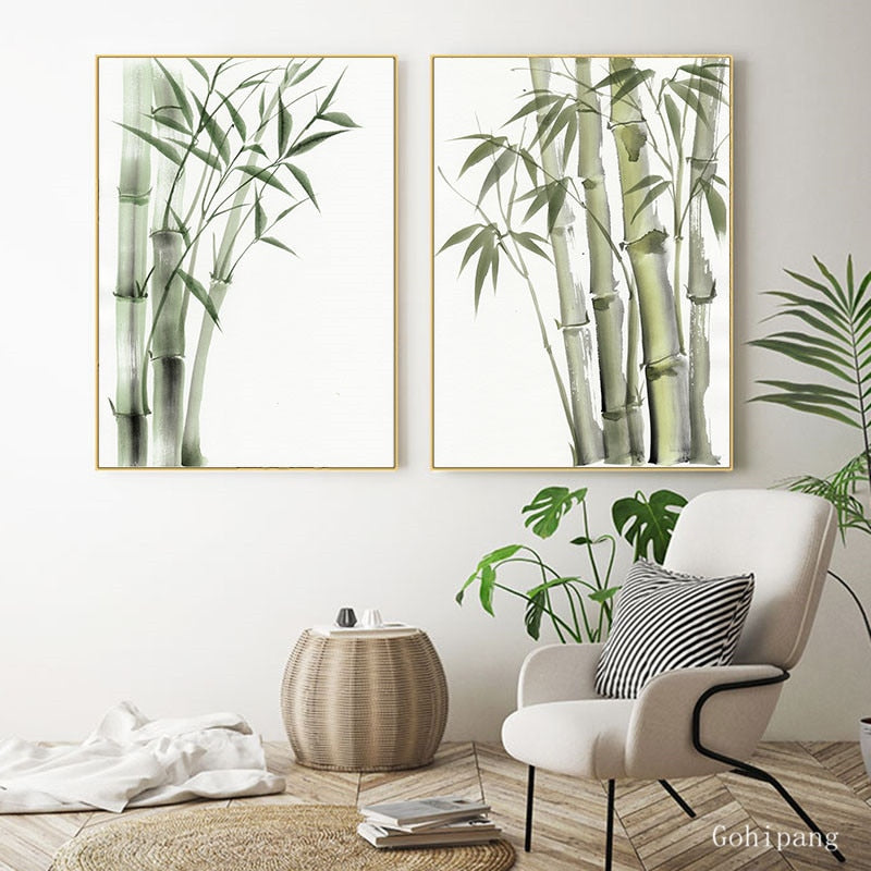 Watercolor Bamboo Zen Wall Poster Chinese Style Unframed