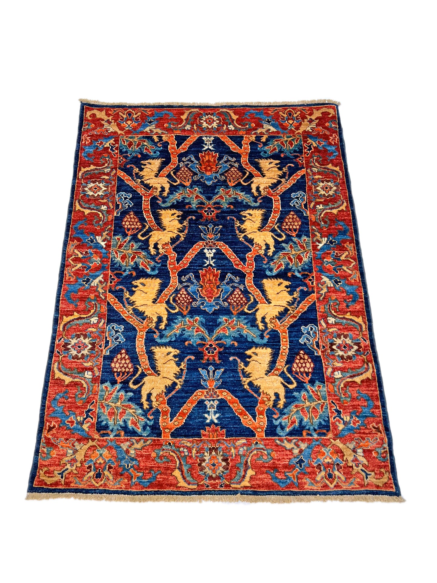 Afghan Folk/Serapi Rug - (3x5) blue/red