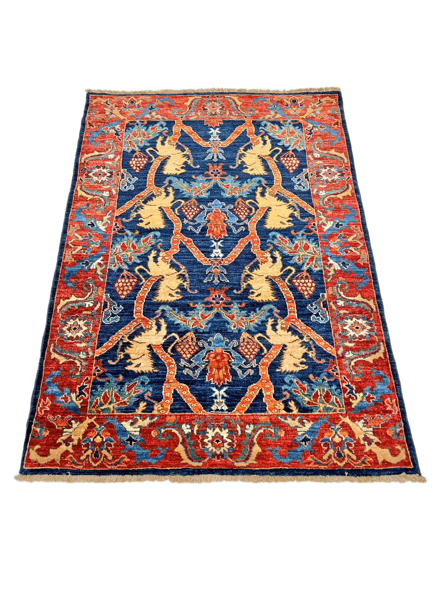 Afghan Folk/Serapi Rug - (3x5) blue/red