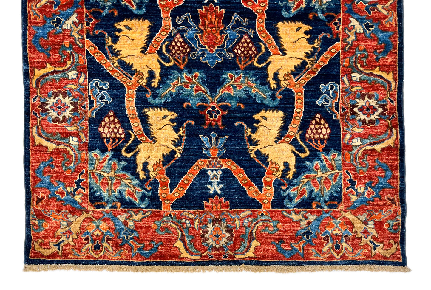 Afghan Folk/Serapi Rug - (3x5) blue/red