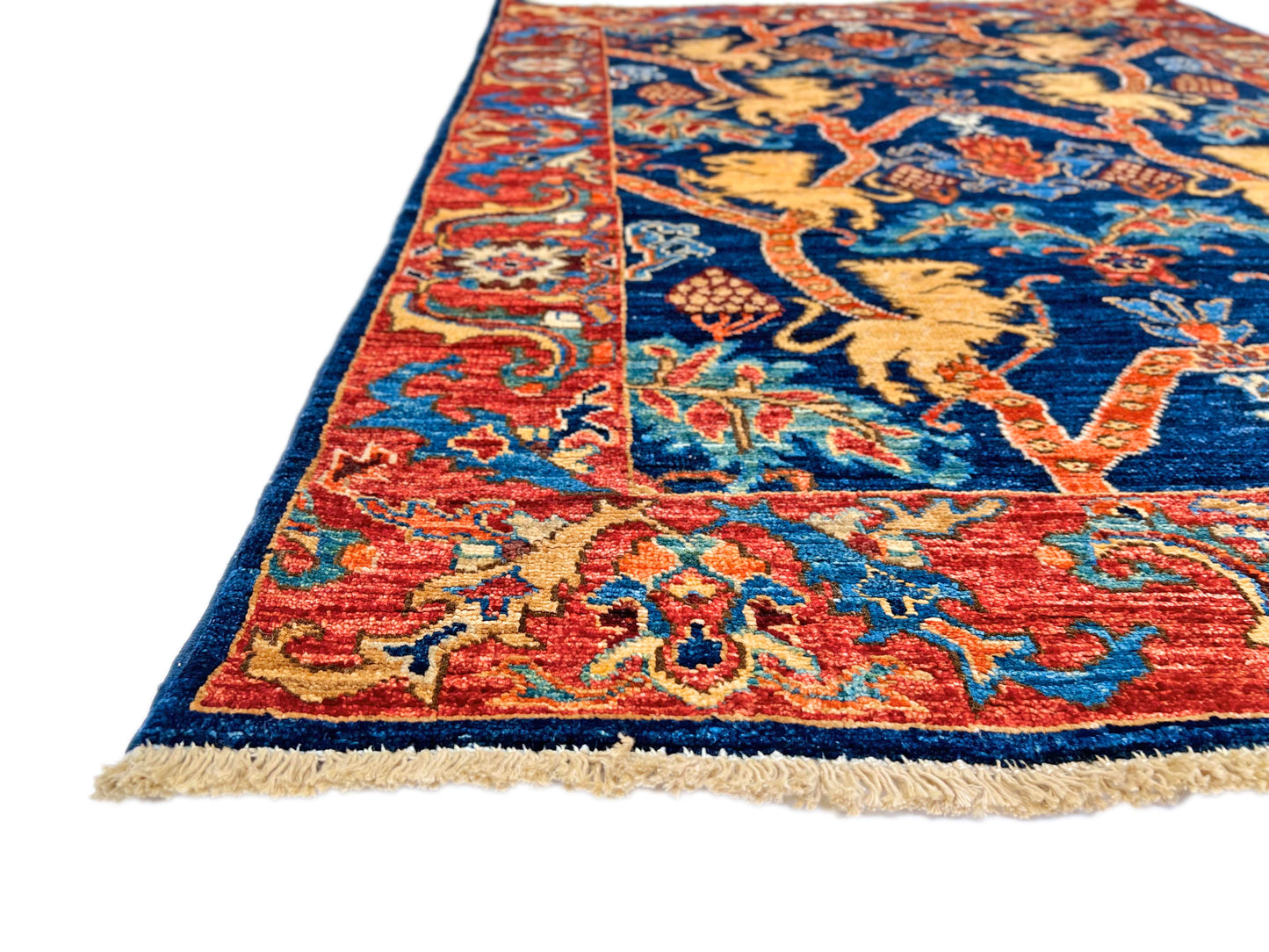 Afghan Folk/Serapi Rug - (3x5) blue/red