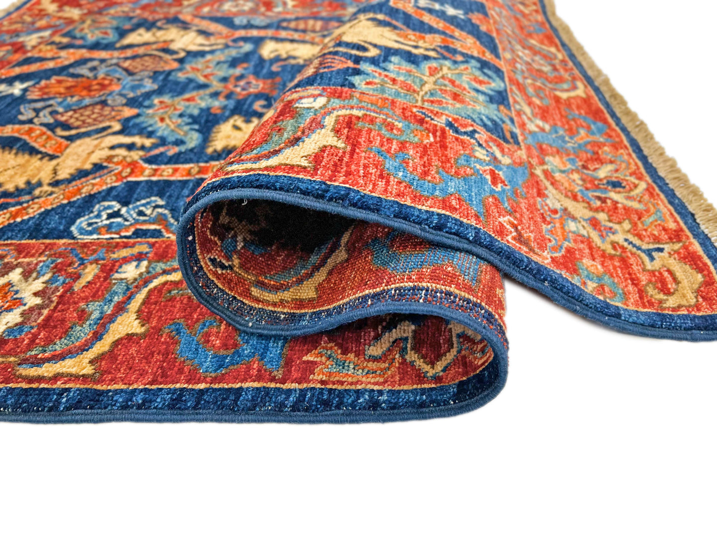 Afghan Folk/Serapi Rug - (3x5) blue/red
