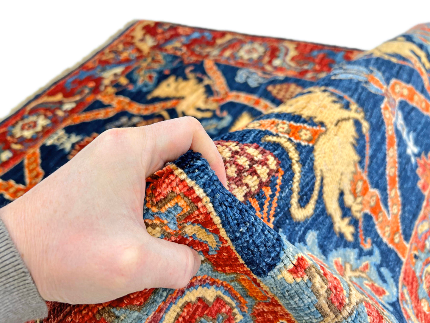 Afghan Folk/Serapi Rug - (3x5) blue/red