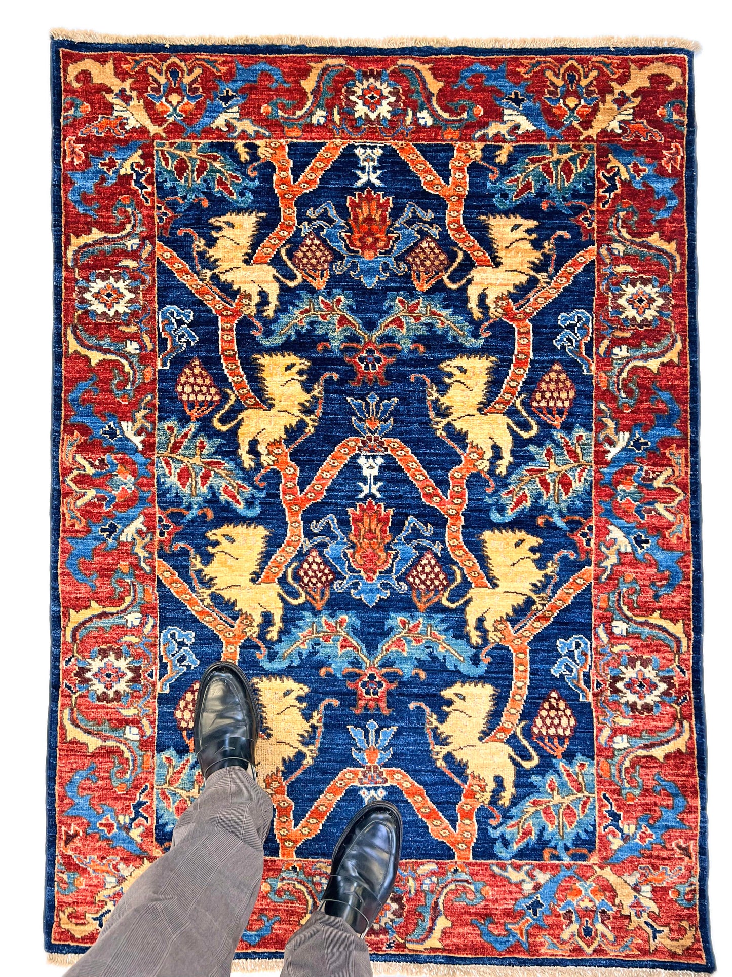 Afghan Folk/Serapi Rug - (3x5) blue/red