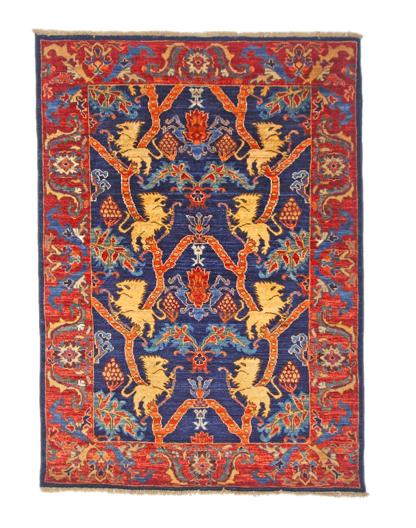 Afghan Folk/Serapi Rug - (3x5) blue/red