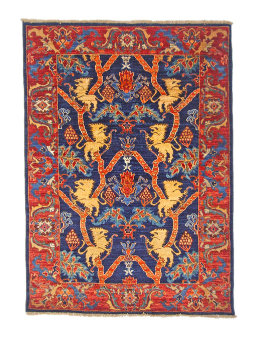 Afghan Folk/Serapi Rug - (3x5) blue/red
