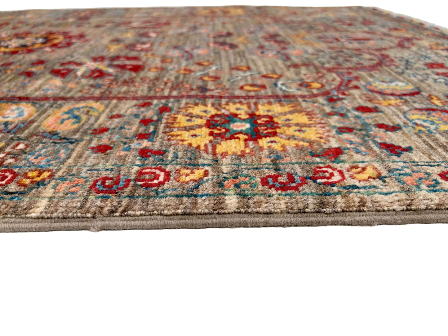 Afghan Khorjin - Suzani Rug - (3'02"x5'00") camel/red