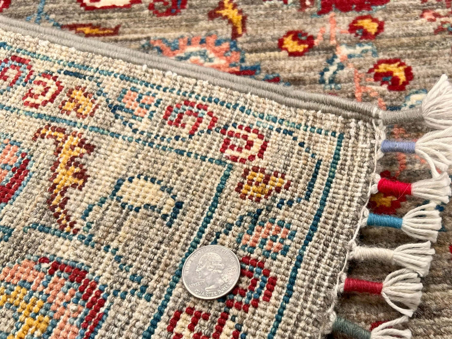 Afghan Khorjin - Suzani Rug - (3'02"x5'00") camel/red