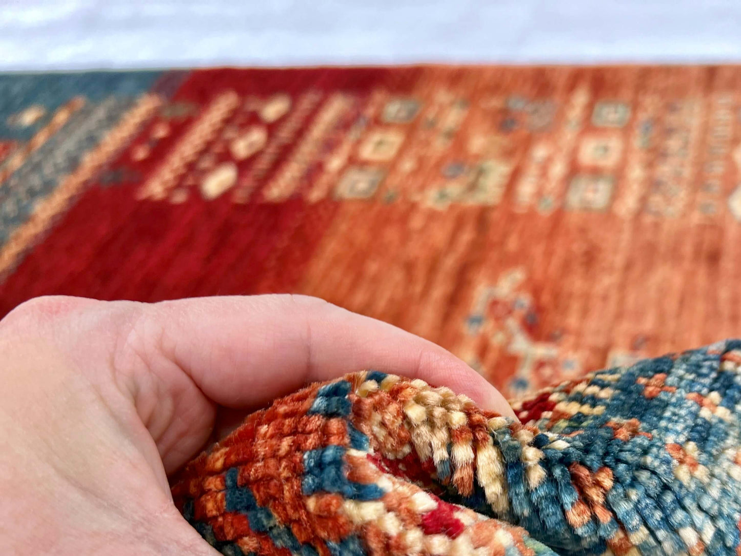 Afghan Tree of Life Gabbeh Rug - (3'04"x5'00") rust/blue