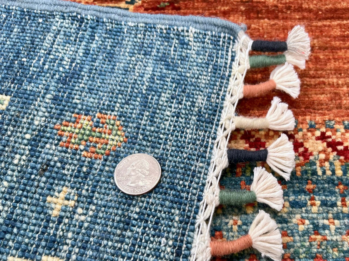 Afghan Tree of Life Gabbeh Rug - (3'04"x5'00") rust/blue