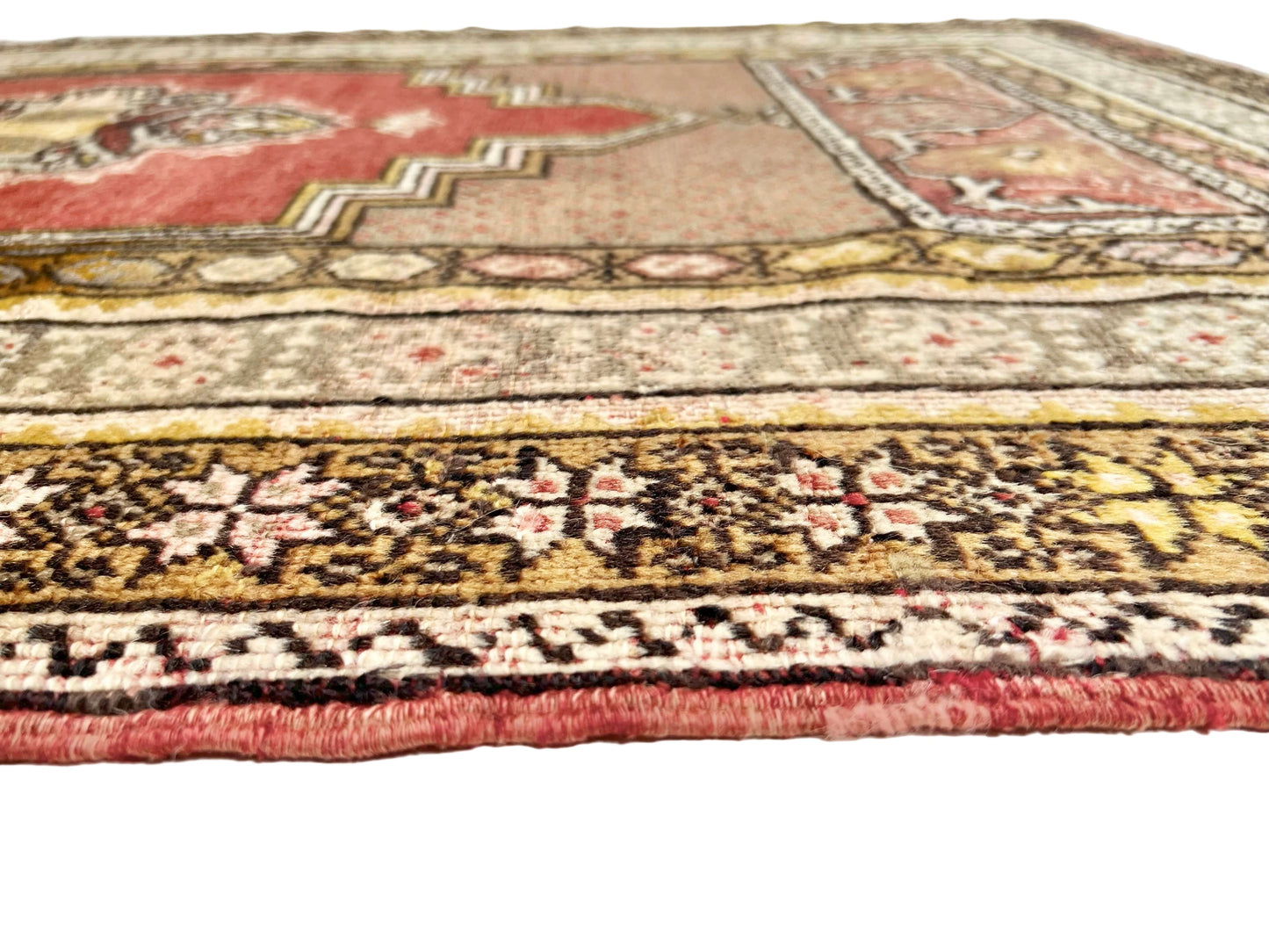 Vintage Turkish Rug 3'0" x 5'4" – Light Red & Gold